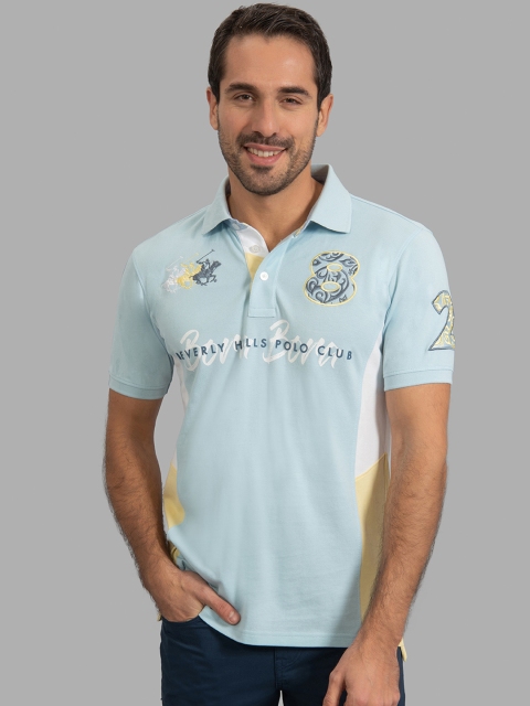 

Beverly Hills Polo Club Men Blue Printed Polo Collar T-shirt