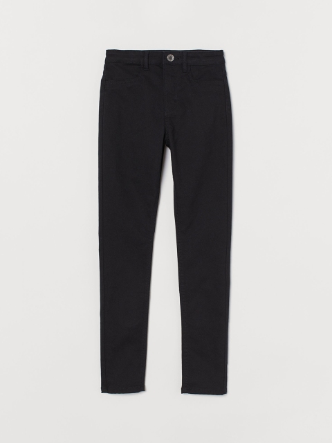 

H&M Girls Black Solid Slim Fit Twill Trousers
