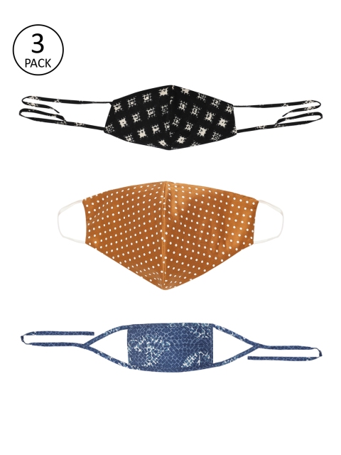 

TRINK Unisex Pack Of 3 Printed 2 Ply Reusable Cloth Mask, Multi