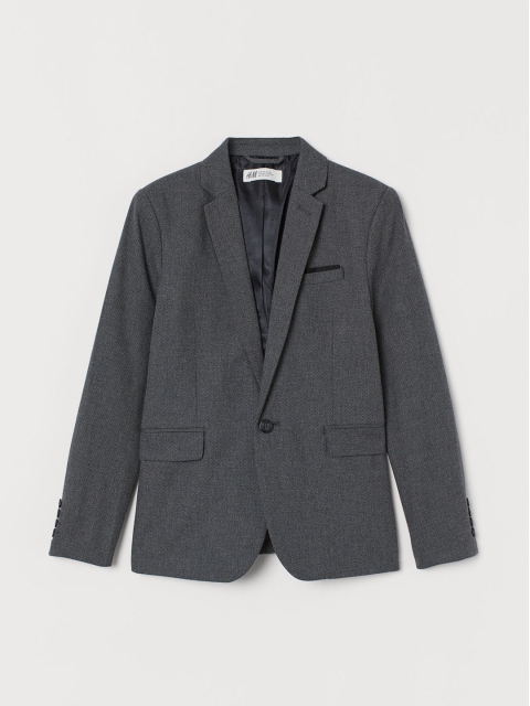

H&M Boys Grey Solid Textured-Weave Jacket