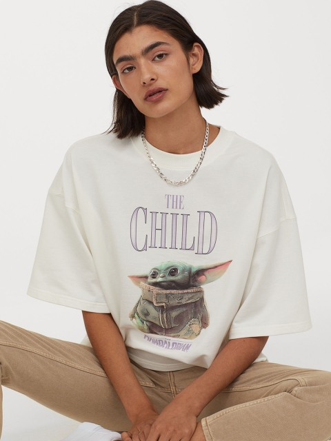 

TH&M Women White Printed Sweatshirt Top