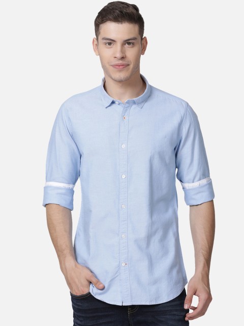 

Mucho Solo Men Blue Slim Fit Solid Casual Shirt