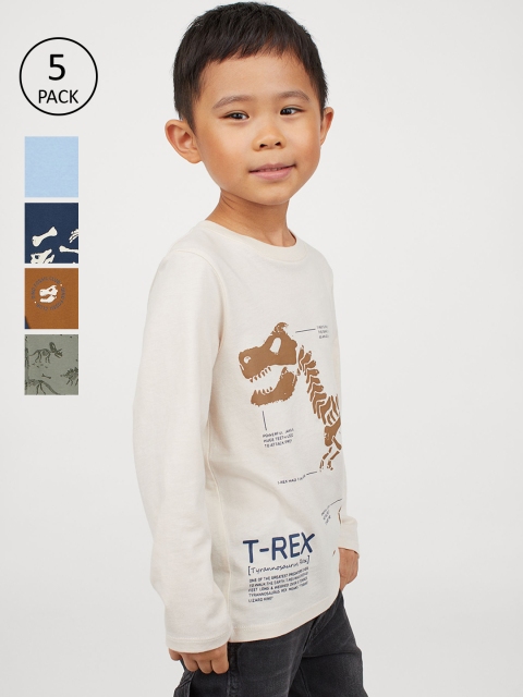 

H&M Boys 5-Pack Jersey Tops, Beige