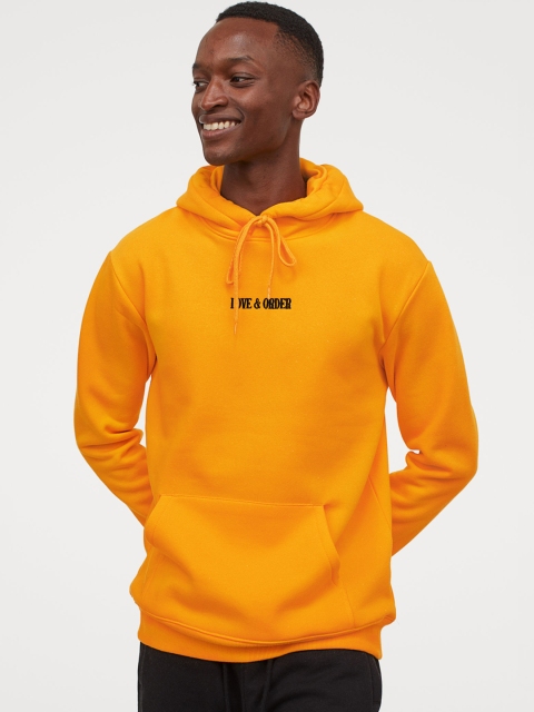 

H&M Men Mustard Yellow Printed Sweatshirt
