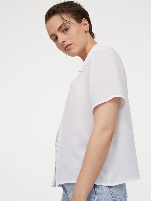 

H&M Women White Solid Resort Shirt
