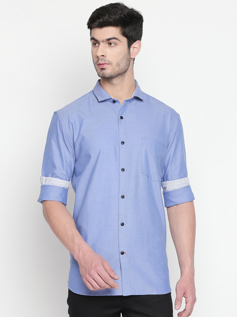 

ROLLER FASHIONS Men Blue Slim Fit Solid Casual Shirt