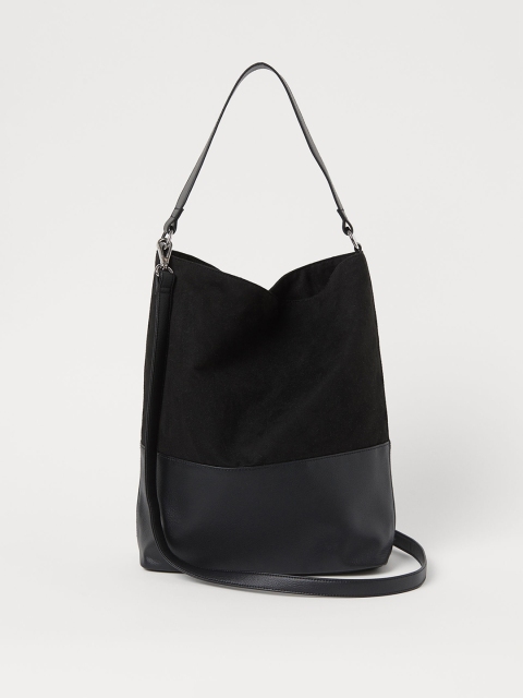 

H&M Women Black Solid Hobo Bag