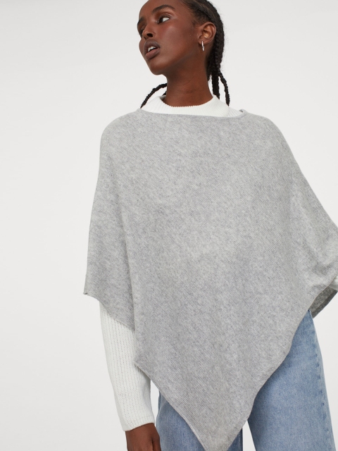 

H&M Women Grey Knitted Poncho