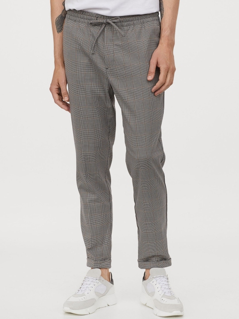 

H&M Grey Checked Slim Fit Joggers