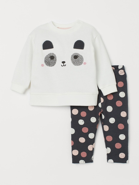 

H&M Girls White & Black 2-Piece Cotton Set