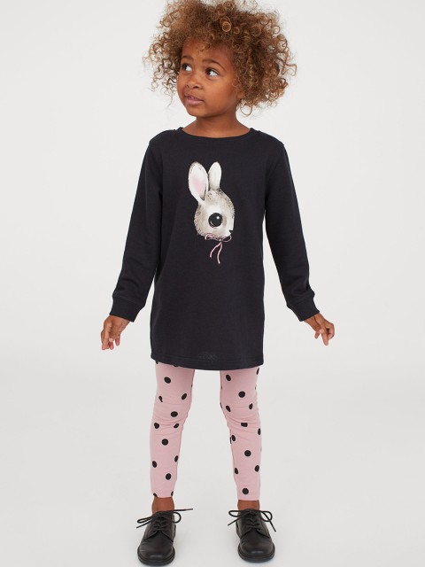 

H&M Girls Black & Pink 2-Piece Cotton Set
