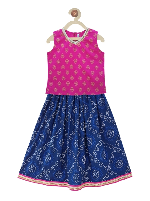 

Campana Navy Blue & Magenta Ready to Wear Lehenga with Blouse