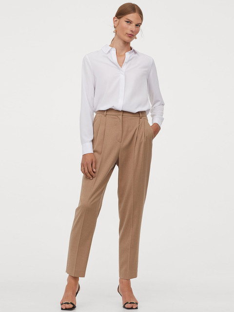 

H&M Women Beige Tailored Trousers
