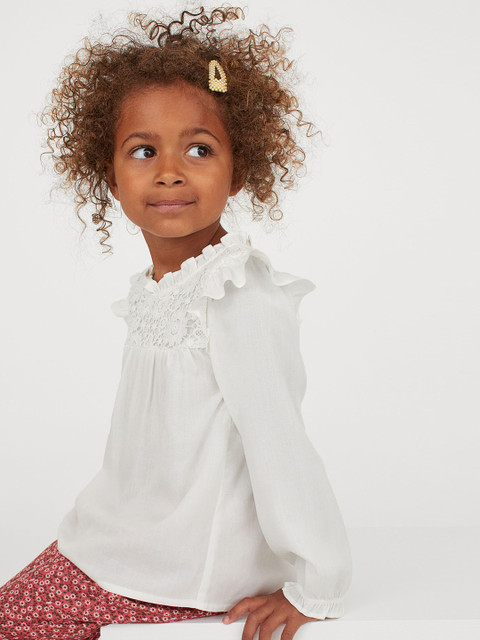 

H&M Girls White Lace-Yoke Blouse