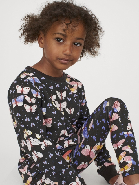 

H&M Girls Navy Blue & Pink Butterfly Printed Sweatshirt