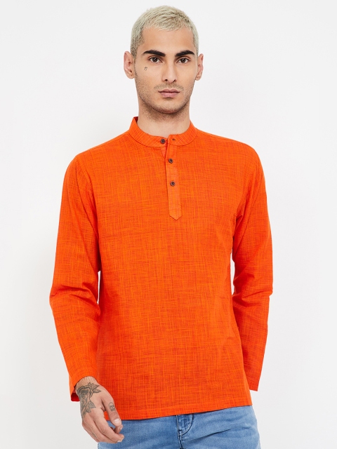 

Melange by Lifestyle Men Orange Woven Design Straight Kurta