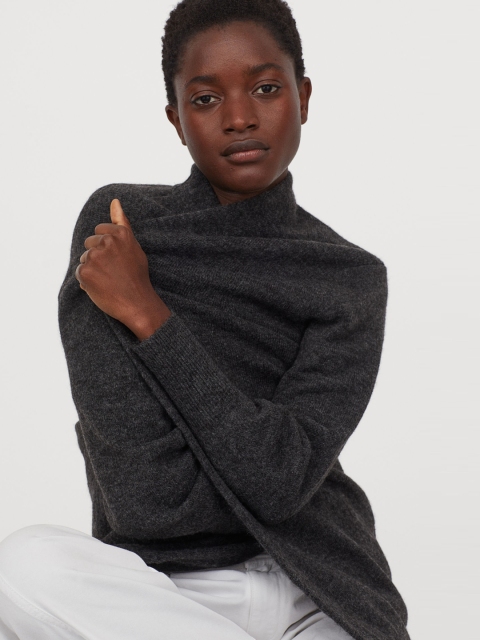 

H&M Women Grey Solid Long Cardigan