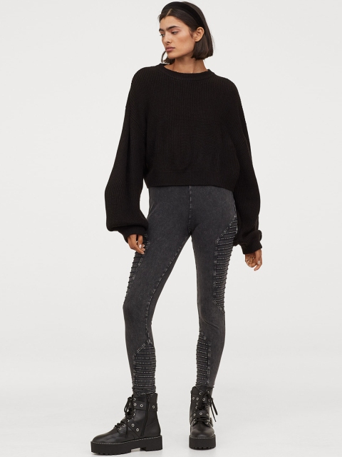 

H&M Women Grey Jersey Biker Leggings