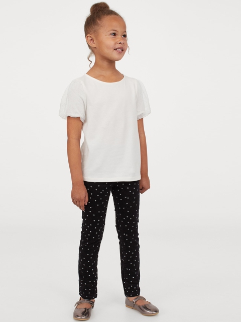 

H&M Girls Black Printed Skinny Fit Treggings