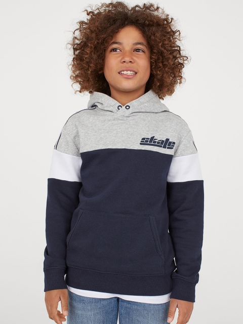 

H&M Boys Blue & Grey Block Coloured Hoodie