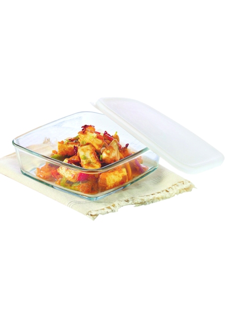 

Borosil Borosilicate Glass Square Baking Dish Container With Plastic Lid 1600 ML, Transparent