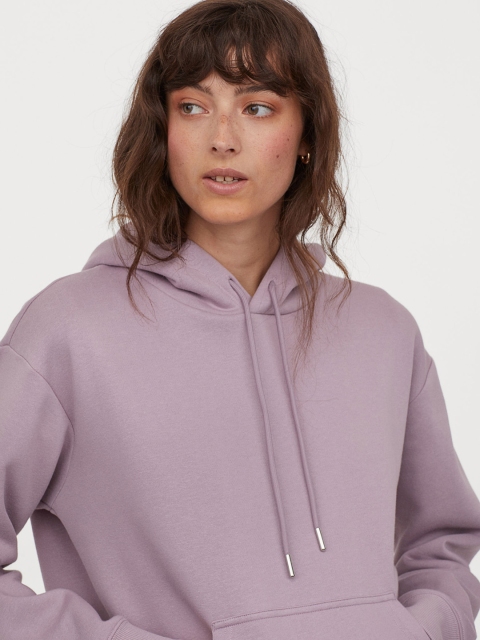 

H&M Women Purple Solid Hooded Top