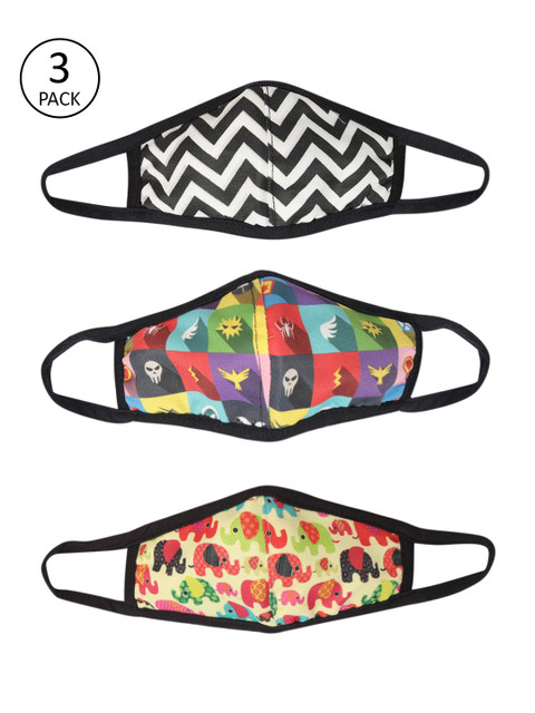 

Trink Kids 3 Pcs Printed 2-Ply Anti-Pollution Reusable Cloth Masks, Multi