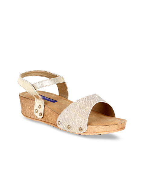 

MSC Women Gold-Toned Solid Sandals