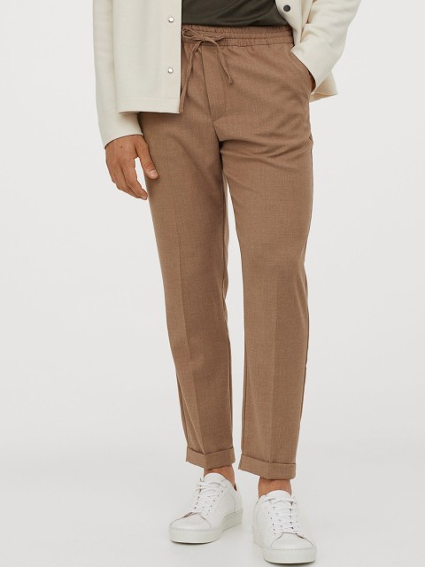 

H&M Men Beige Solid Joggers Slim Fit