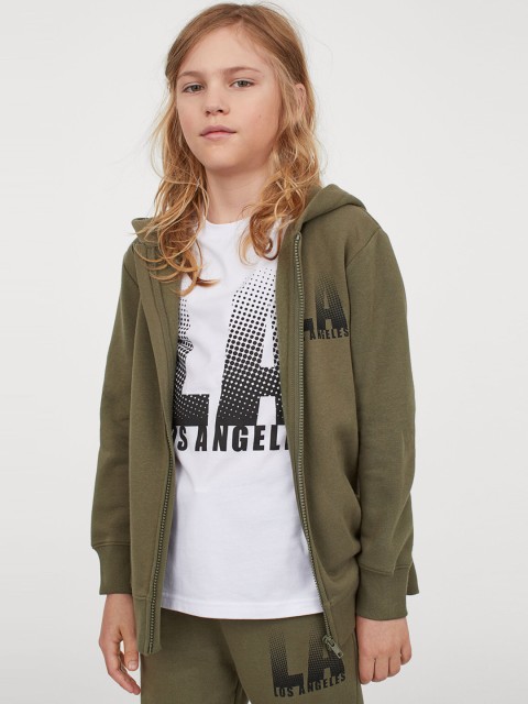 

H&M Boys Olive Green & White 3-piece Tracksuit Set