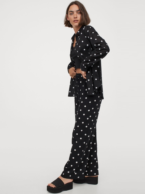 

H&M Women Black Printed Cotton Shirt