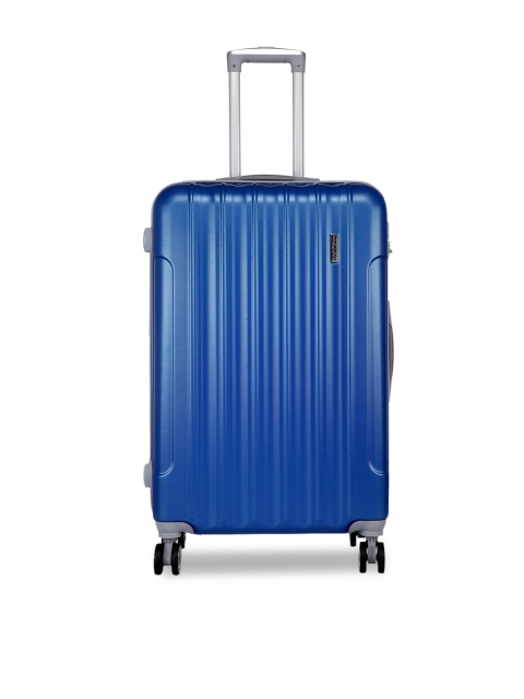 

Teakwood Leathers Unisex Blue Textured Hard-Sided Large Trolley Suitcase