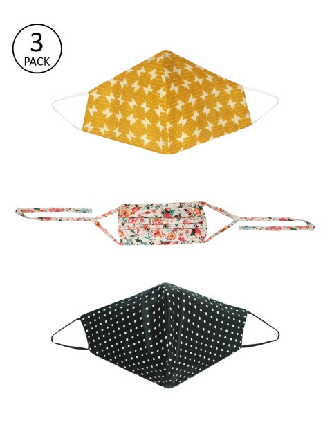 

TRINK Adults Pack of 3 Printed 2-Ply Reusable Cloth Masks, Yellow