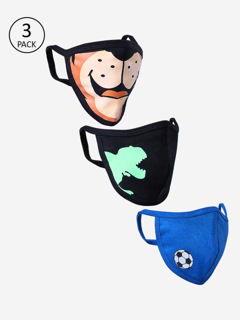 

MAGIC TEES Boys 3 Pcs 2 Ply Reusable Cloth Masks, Blue