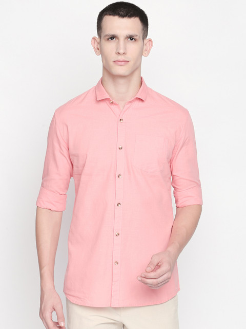 

ROLLER FASHIONS Men Pink Slim Fit Solid Casual Shirt