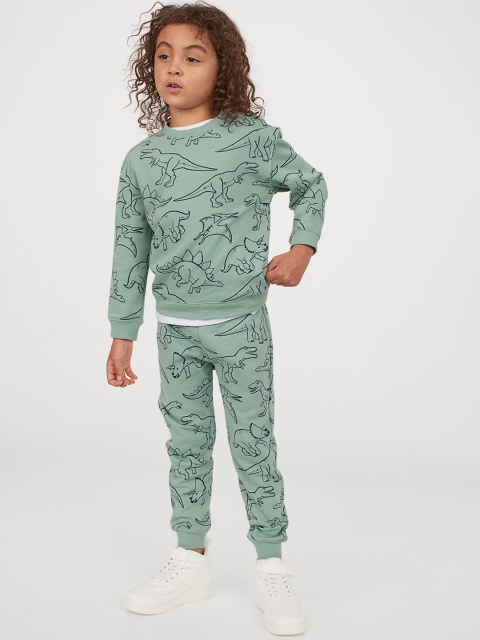 

H&M Boys Green & Navy Blue Printed T-shirt with Pyjamas