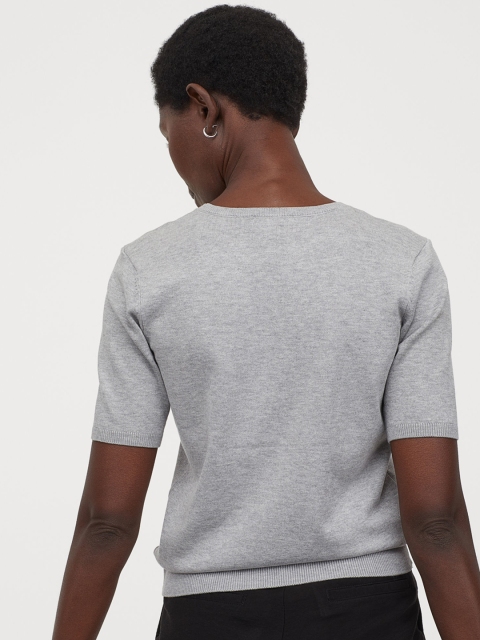 H&M Women Grey Solid Fine-Knit Jumper