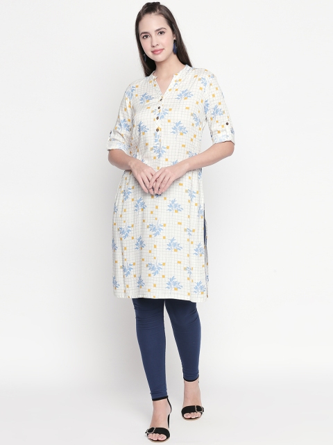 

RANGMANCH PLUS by Pantaloons Women Yellow Printed A-Line Kurta