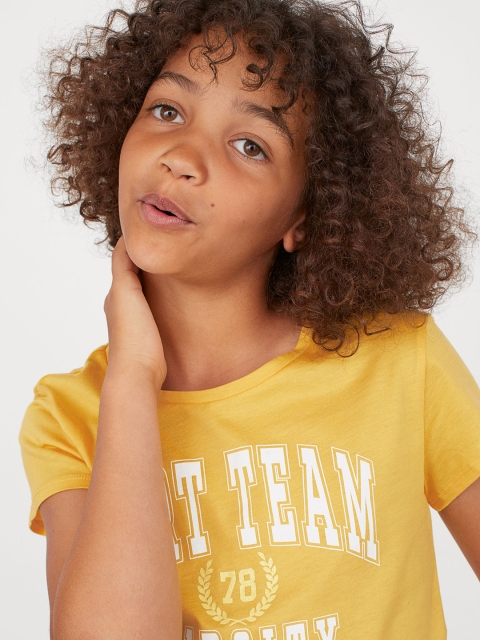 

H&M Women Yellow Printed Top