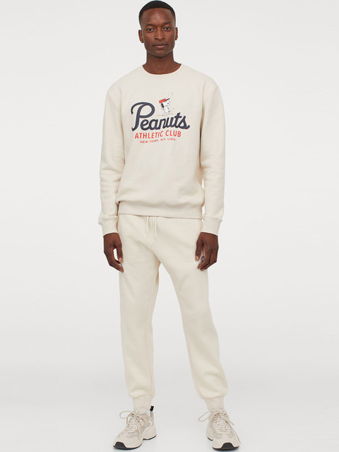 

H&M Men White Regular Fit Solid Regular Trousers