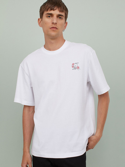 

H&M Men White T-shirt Relaxed Fit