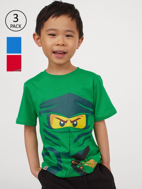 

H&M Boys 3-Pack Printed T-shirts, Green