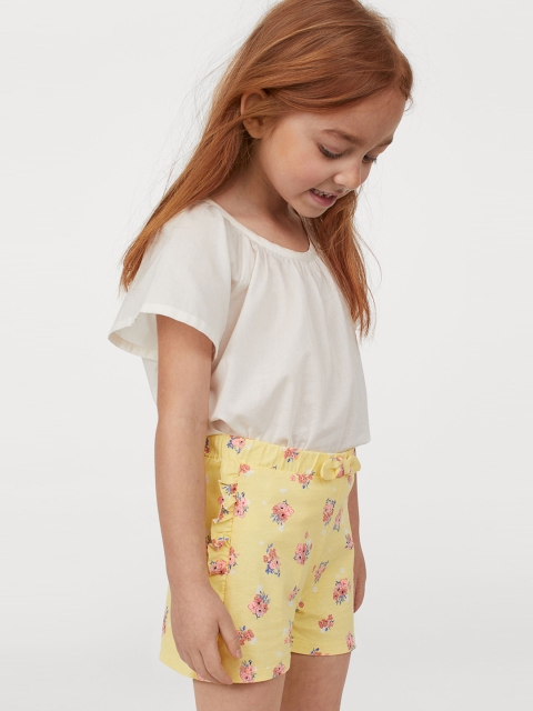 

H&M Girls Yellow Frill-Trimmed Shorts