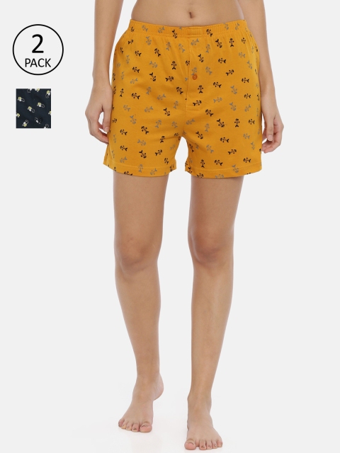 

Curare Women Pack Of 2 Printed Lounge Shorts, Multi