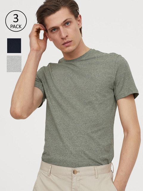 

H&M Men 3-Pack T-shirts Slim Fit, Navy blue