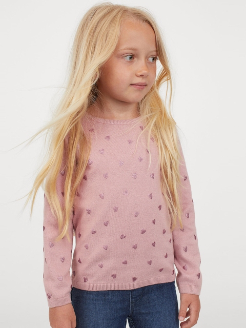 

H&M Girls Pink Fine-Knit Cotton Jumper