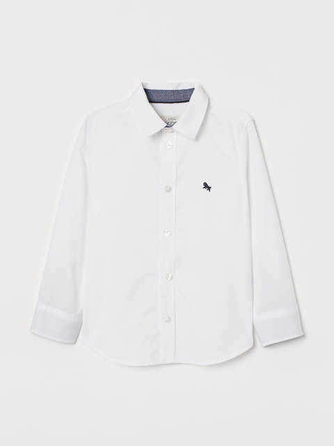 

H&M Boys White Solid Cotton Shirt