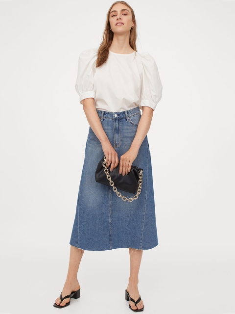 

H&M Blue A-Line Denim Skirt