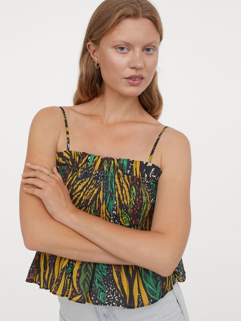 

H&M Women Multicoloured Printed Smocked Top, Multi