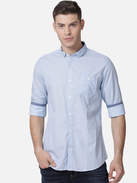 

Mucho Solo Men Blue Slim Fit Printed Casual Shirt